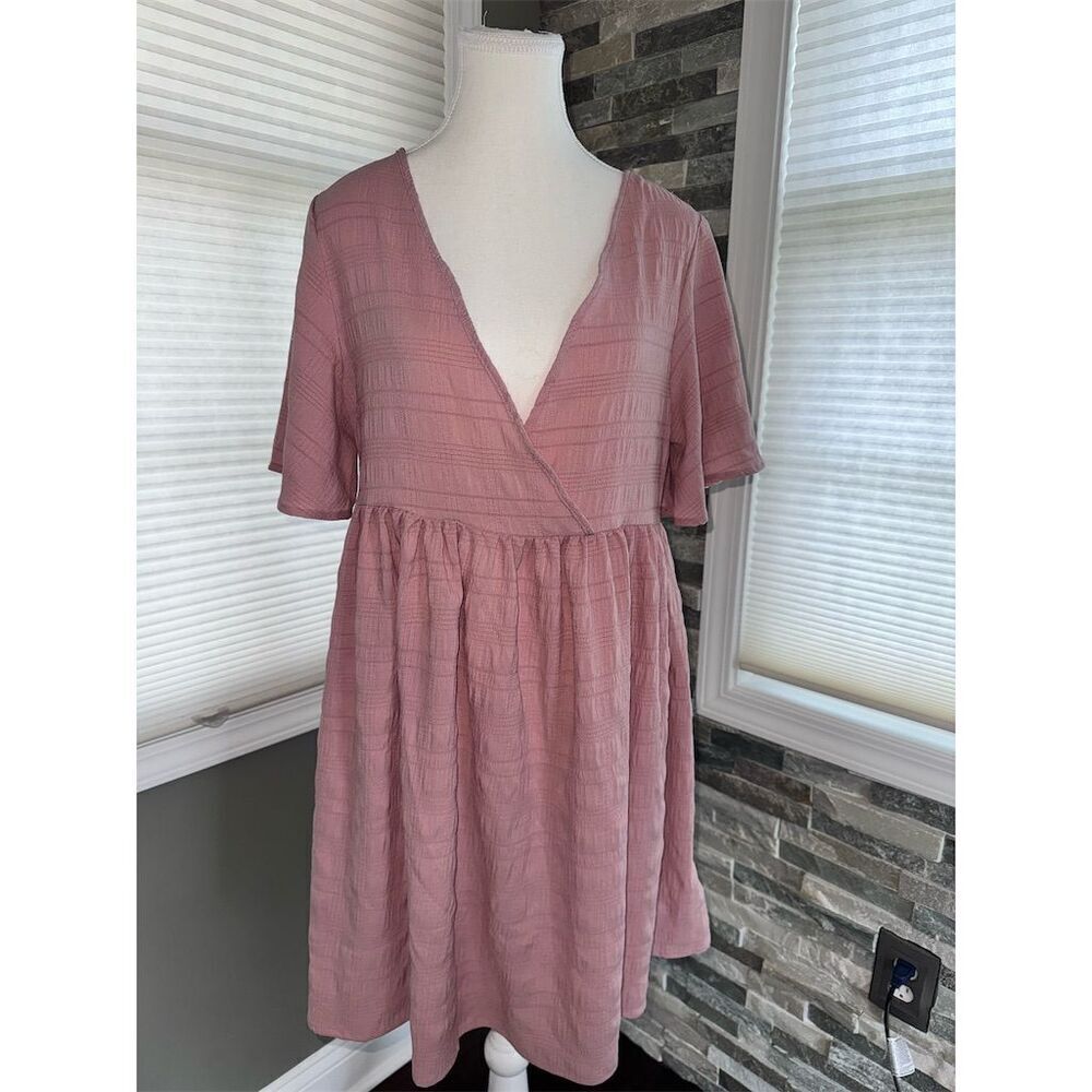 Nordstrom Rack Pink Textured‎ Lightweight Midi Wrap Dress Flowy Cover up Size S